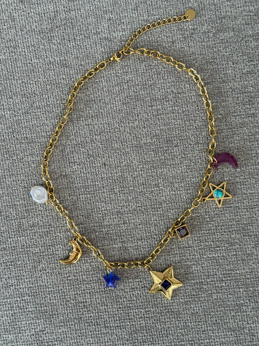 BRACELET CHAIN GOLD PLATED 18KT WITH 6 CHARMS