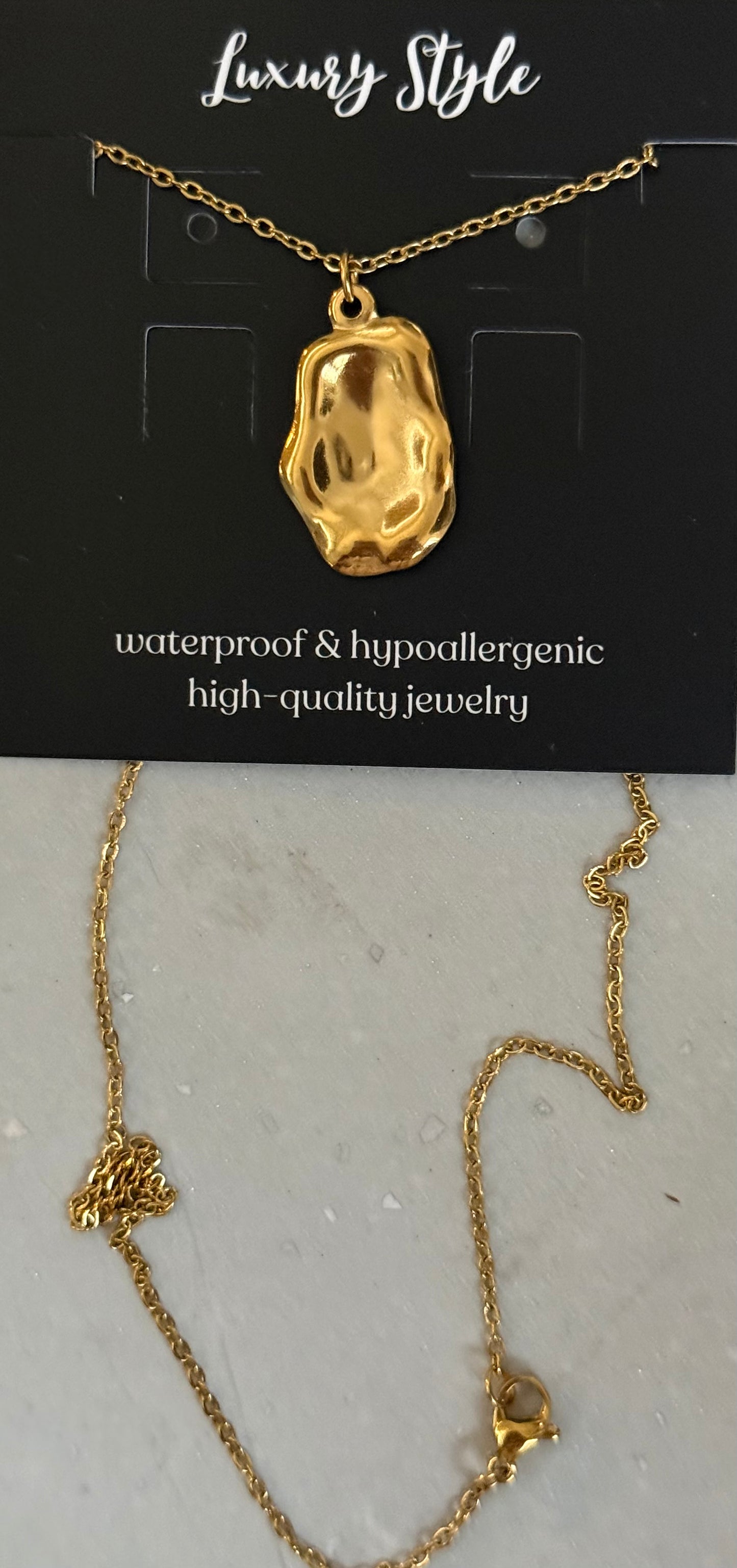 NECKLACE CHAIN 17 INCHES WITH NUGGET PENDANT 1 PC