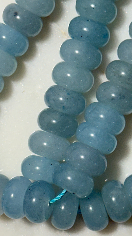 JADE RONDELLE 10MM LIGHT POWDER BLUE 1 STRAND