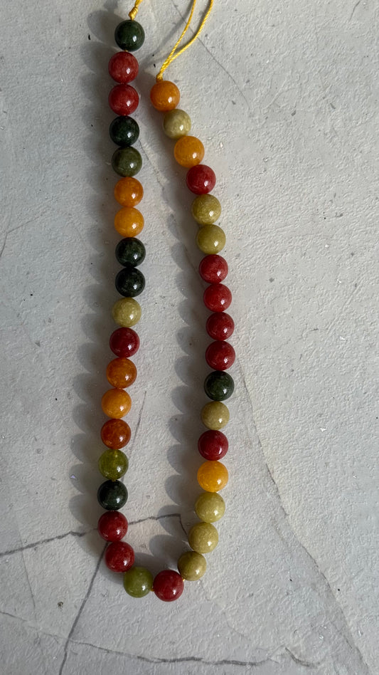 ALASHAN BEADS 10MM ROUND MULTI GREEN TONES 1 STRAND