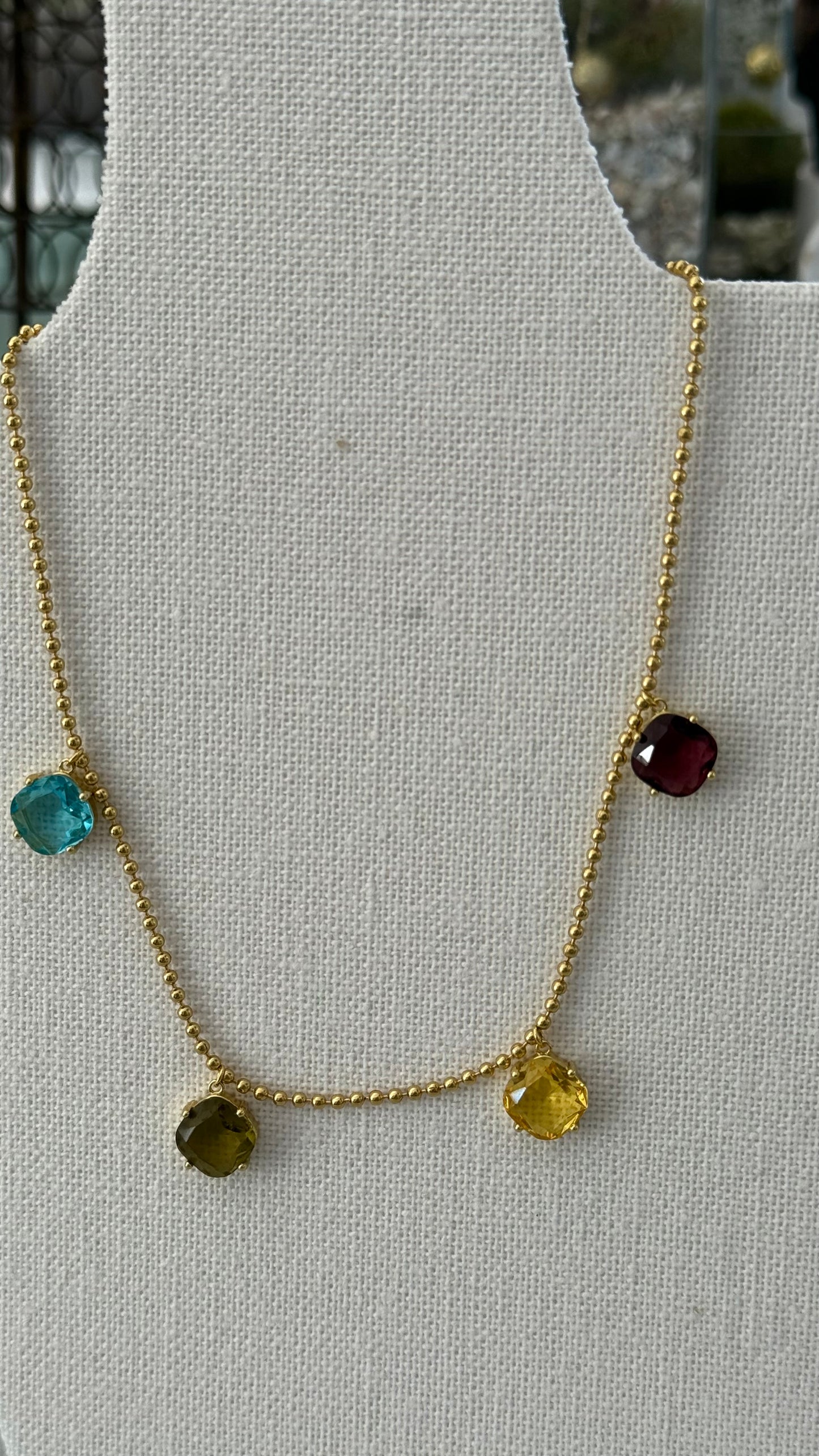 BALL CHAIN NECKLACE WITH ZIRCONIA CHARMS 1 PC