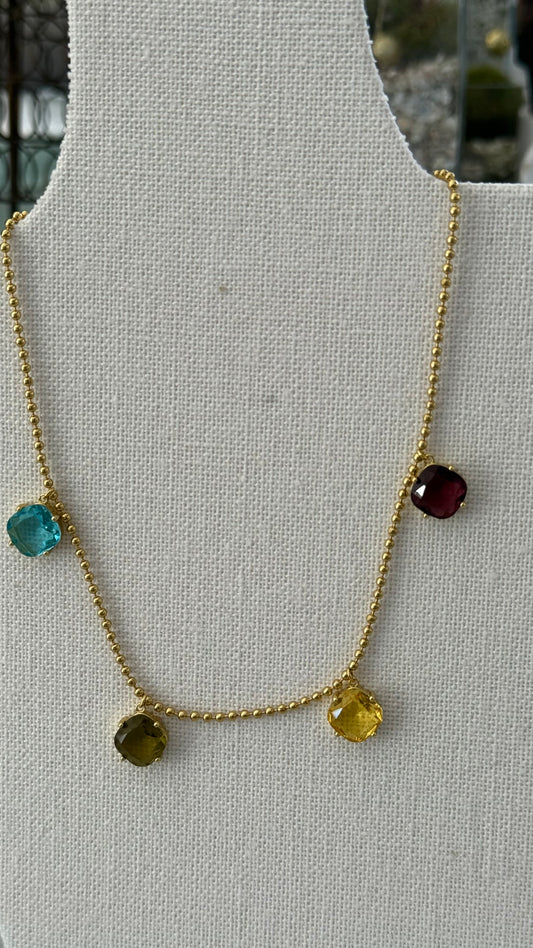 BALL CHAIN NECKLACE WITH ZIRCONIA CHARMS 1 PC