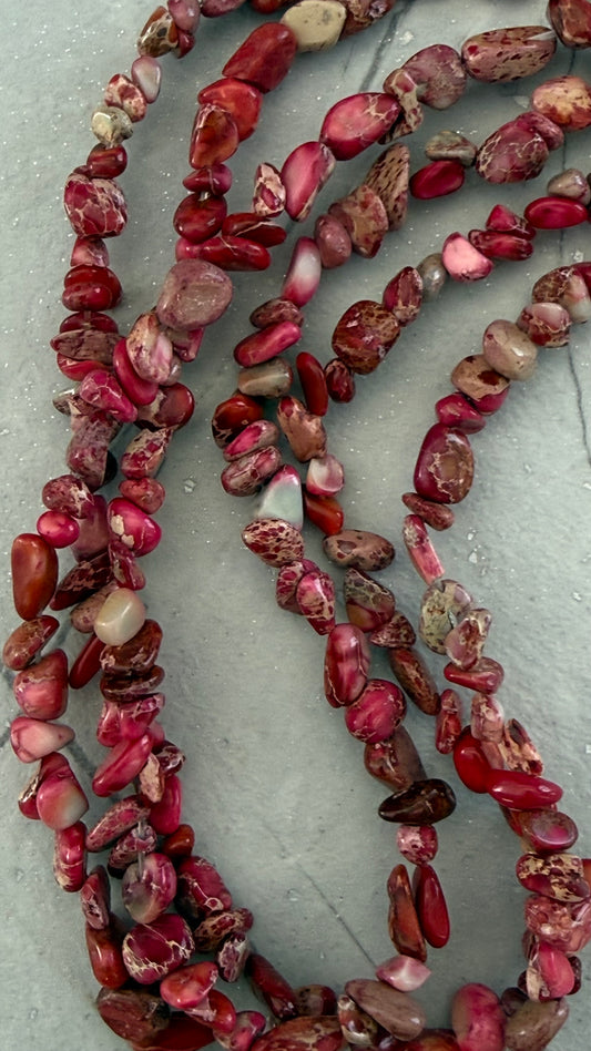 RHODONITE NUGGET ABOUT 60 PCS PER 1 STRAND