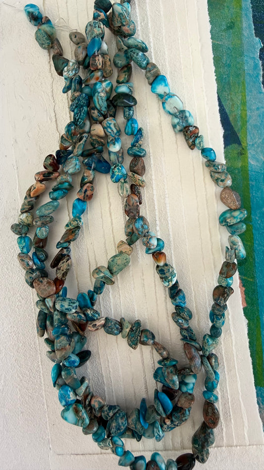JASPER NUGGET TURQUOISE BLUE ABOUT 60 BEADS PER 1 STRAND