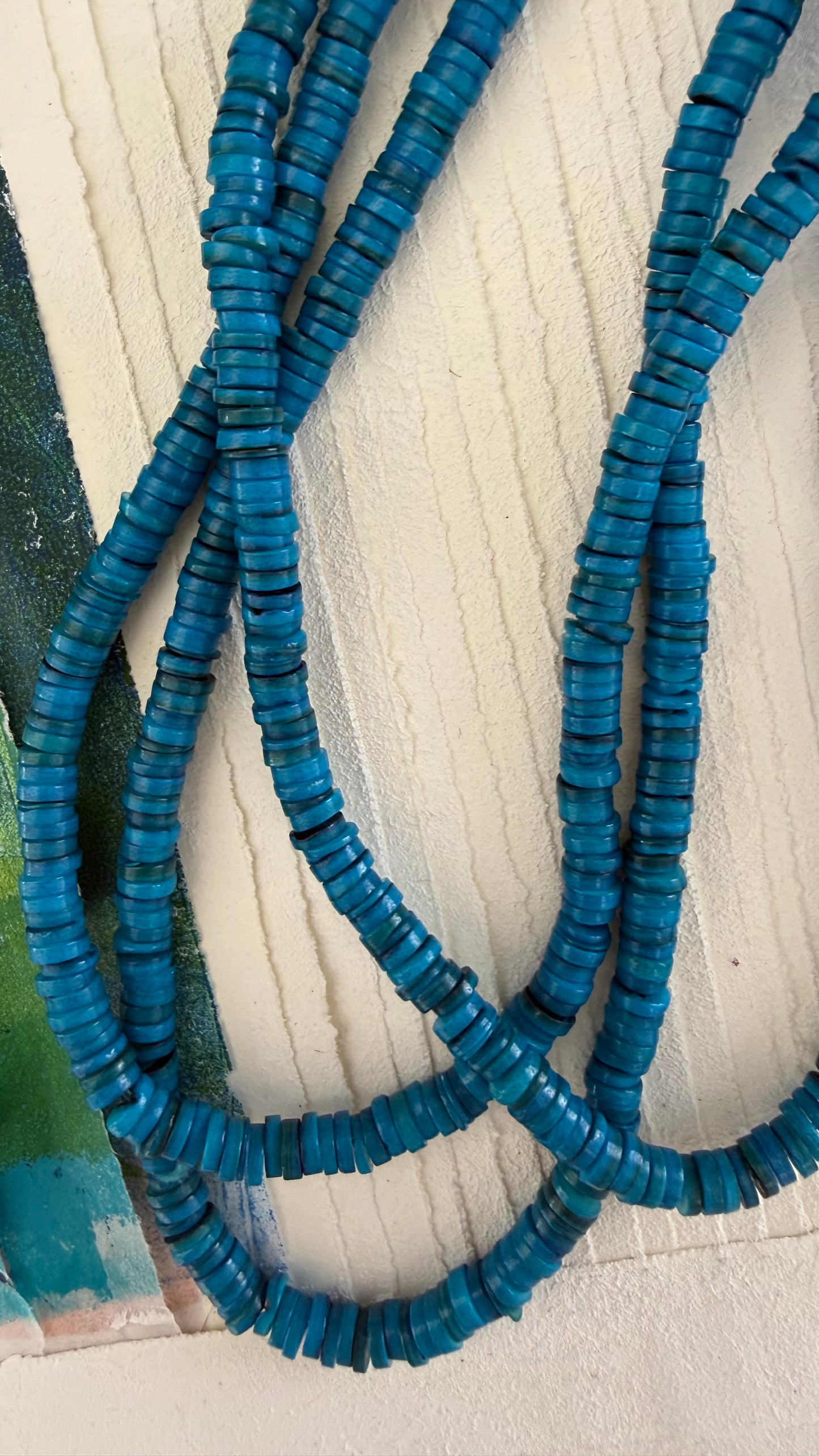 SHELL HEISHI 6-7MM BLUE ABOUT 190 PCS PER 1 STRAND
