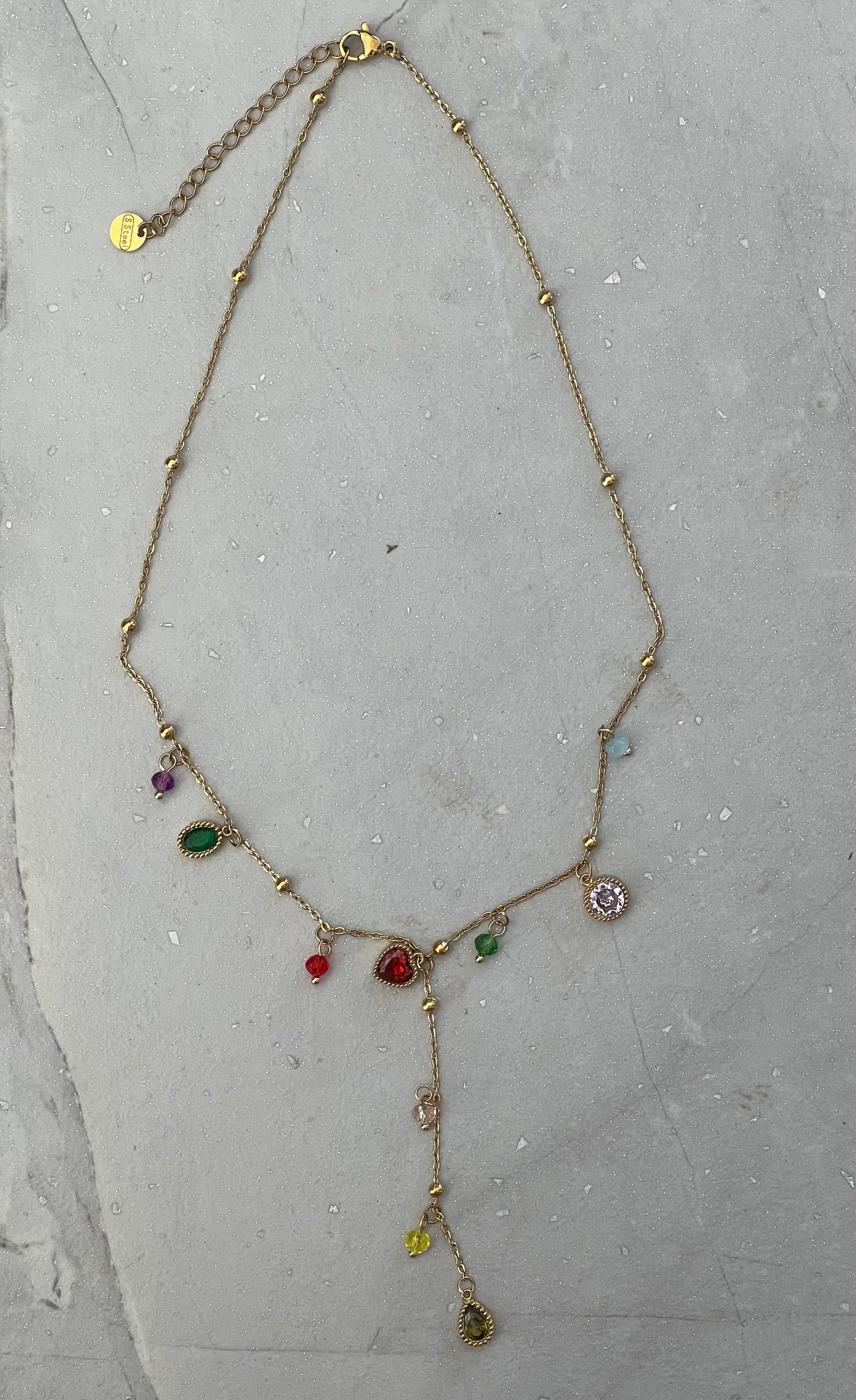 NECKLACE Y-CHAIN WITH CUBIC ZIRCONIA CHARMS 1 PC