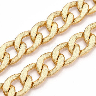 ALUMINUM CHAIN TEXTURED CUBAN GOLD LINKS 31X23MM SOLD PER FOOT