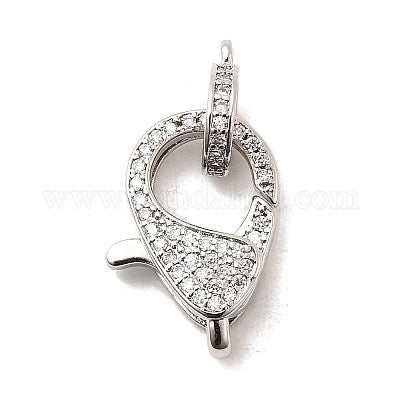 LOBSTER CLASP 20.5MM PLATINUM CUBIC ZIRCONIA PAVE 1 PC