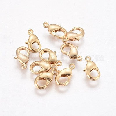 LOBSTER CLASP 10X6MM GOLD PLATED 18 KT 5 PC