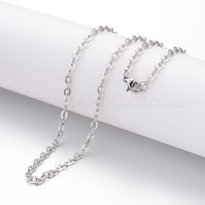 NECKLACE CHAIN STAINLESS STEEL 19.7 INCHES LOSTER CLASP 1 PC