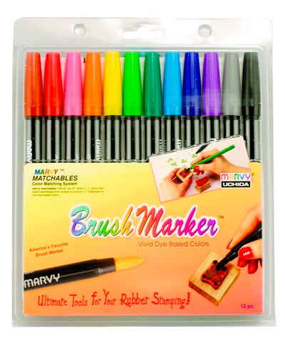BRUSH ART MARKER 12 PRIMARY COLORS SET
