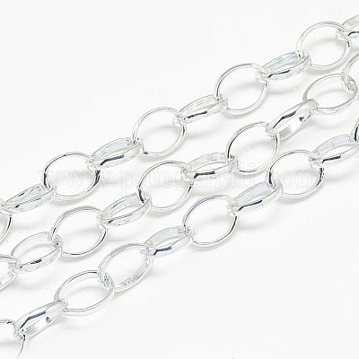 ALUMINIUM CABLE CHAIN FLAT OVAL SILVER per Yard