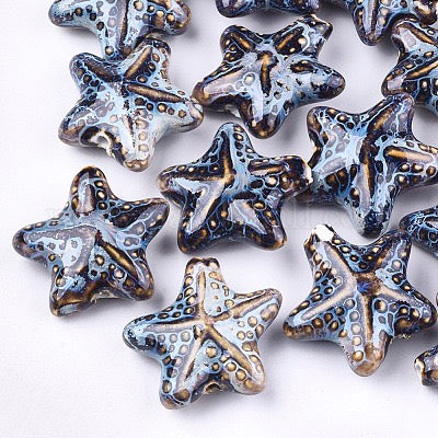 STARFISH PORCELAIN BEAD 35MM 2 PC