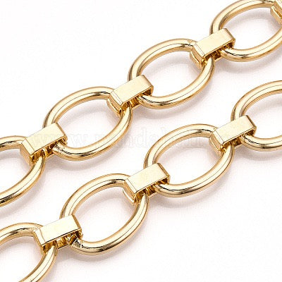 ALUMINUM CHAIN OVAL LIGHT GOLD LINKS 27X19MM SOLD PER FOOT