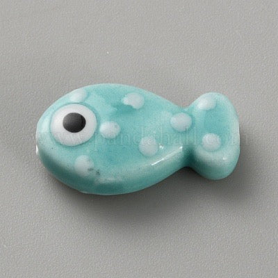 FISH AQUA PORCELAIN 19.5MM 4 PC