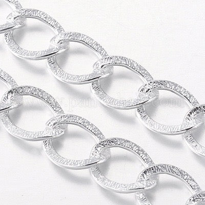 ALUMINUM CHAIN SILVER CURB TWIST LINK 15X20MM SOLD PER YARD
