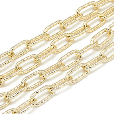 CHAIN ALUMINIUM TEXTURED OVAL LIGHT GOLD. Per yard