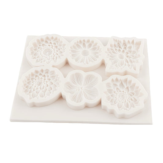 SILICONE MOLD 6 FLOWERS  ABOUT 1.5 INCHES EACH.  1 PC