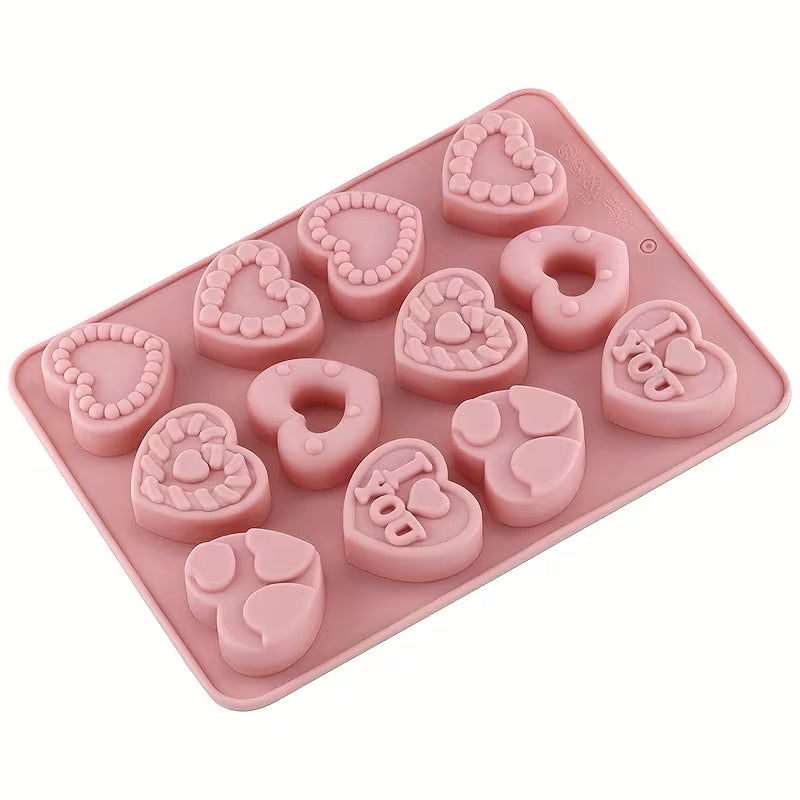 SILICONE MOLD 12 HEARTS 1 PC