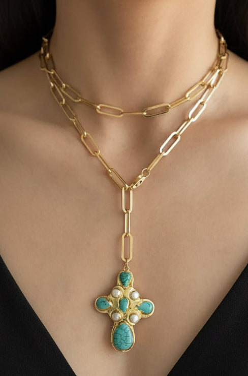 NECKLACE CHAIN WITH CROSS PENDANT 1 PC