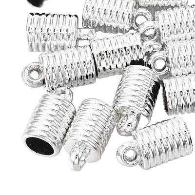 ACRYLIC CORD ENDS 14X8MM PLATINUM 20 PC