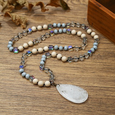 NECKLACE QUARTZ AND CRYSTAL 30 INCHES 1 PC