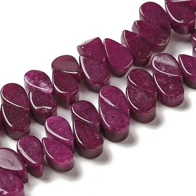 WHITE JADE 10X5MM TEARDROP PURPLE ABOUT 40-48 BEADS PER 1 STRAND