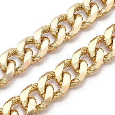ALUMINUM CHAIN CURB TWIST GOLD LINK 27X22MM SOLD PER FOOT