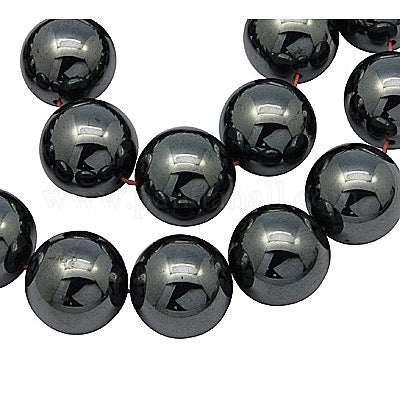 HEMATITE 14MM ROUND BLACK ABOUT 28 BEADS PER 1 STRAND