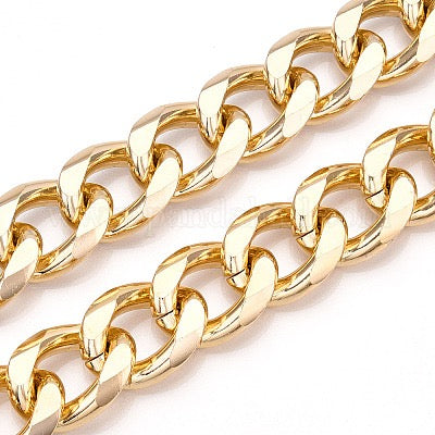 ALUMINUM CHAIN CURB DIAMOND LINK 28X22MM SOLD PER FOOT
