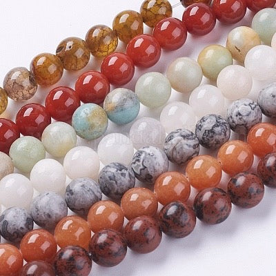 MIXED GEMSTONES 10MM ROUND ABOUT 39 BEADS PER 1 STRAND