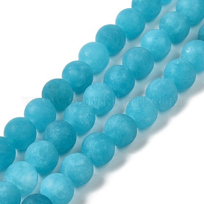 JADE 8MM ROUND DEEP SKY BLUE ABOUT 47 BEADS PER 1 STRAND