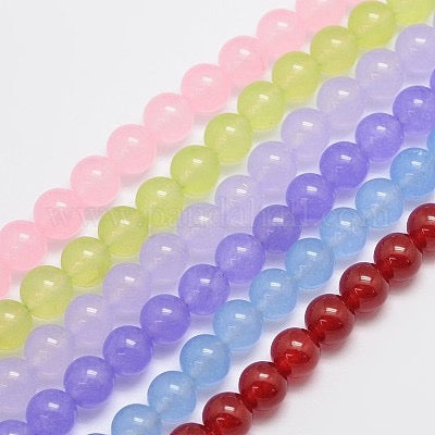 MALAYSIA JADE 14MM ROUND MIXED COLORS 27 BEADS PER 1 STRAND