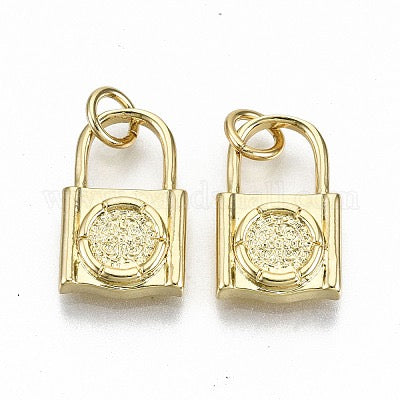 PENDANT PADLOCK WITH ST BENEDICT MEDAL GOLD PLATE 18 KT 15X9MM 1 PC