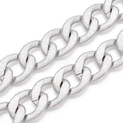 ALUMINUM CHAIN CUBAN PLATINIUM CURB LINKS 31X23MM SOLD PER FOOT