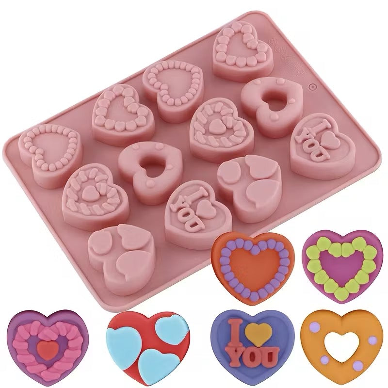 SILICONE MOLD 12 HEARTS 1 PC