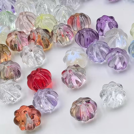 ACRYLIC PUMPKIN BEAD TRANSPARENT MULTICOLORS 15 PC