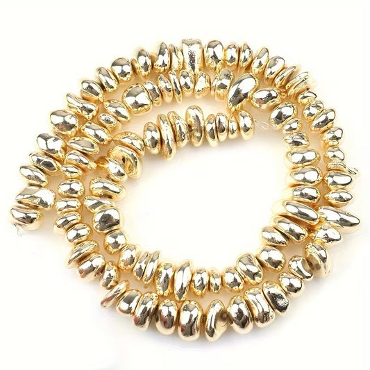 HEMATITE CHIP 6-8 MM GOLD ABOUT 98 BEADS PER 1 STRAND