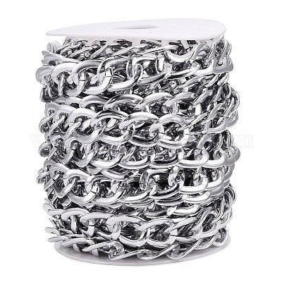 ALUMINUM CHAIN SILVER LINKS 22X17MM SOLD PER YARD