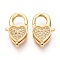 LOBSTER CLASP HEART GOLD PLATED 18KT CUBIC ZIRCONIA PAVE 17X10MM 1PC