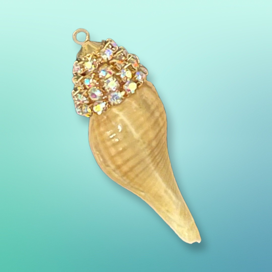 PENDANT SEASHELL RHINESTONES AB 35mm
