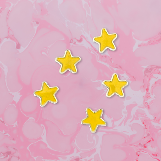 CHARM STAR SILVER YELLOW 8MM 5 PCS NO HOLES