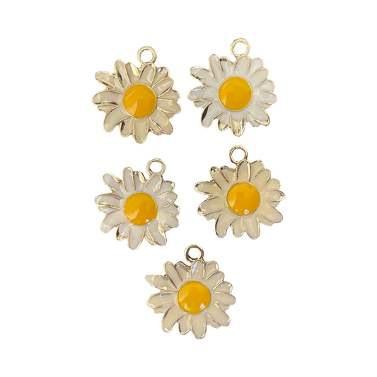 PENDANT DAISY LT GOLD WHITE 27MM 5 PC