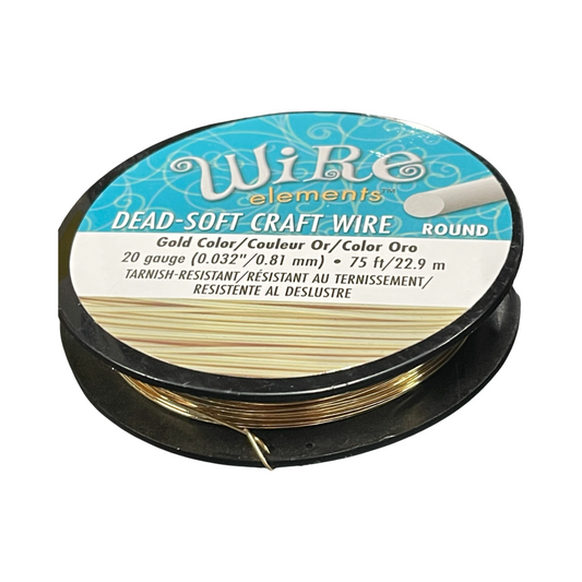 CRAFT WIRE 20GA ROUND GOLD 75 FT