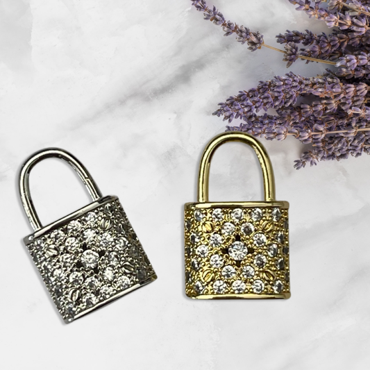 CHARM LOCK GP OR SP CZ PAVE   1 PC