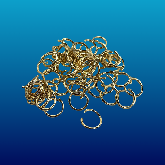 JUMPRING 8MM STAINLESS STEEL  GOLD PLATE 24 KT  18GA  50 PC