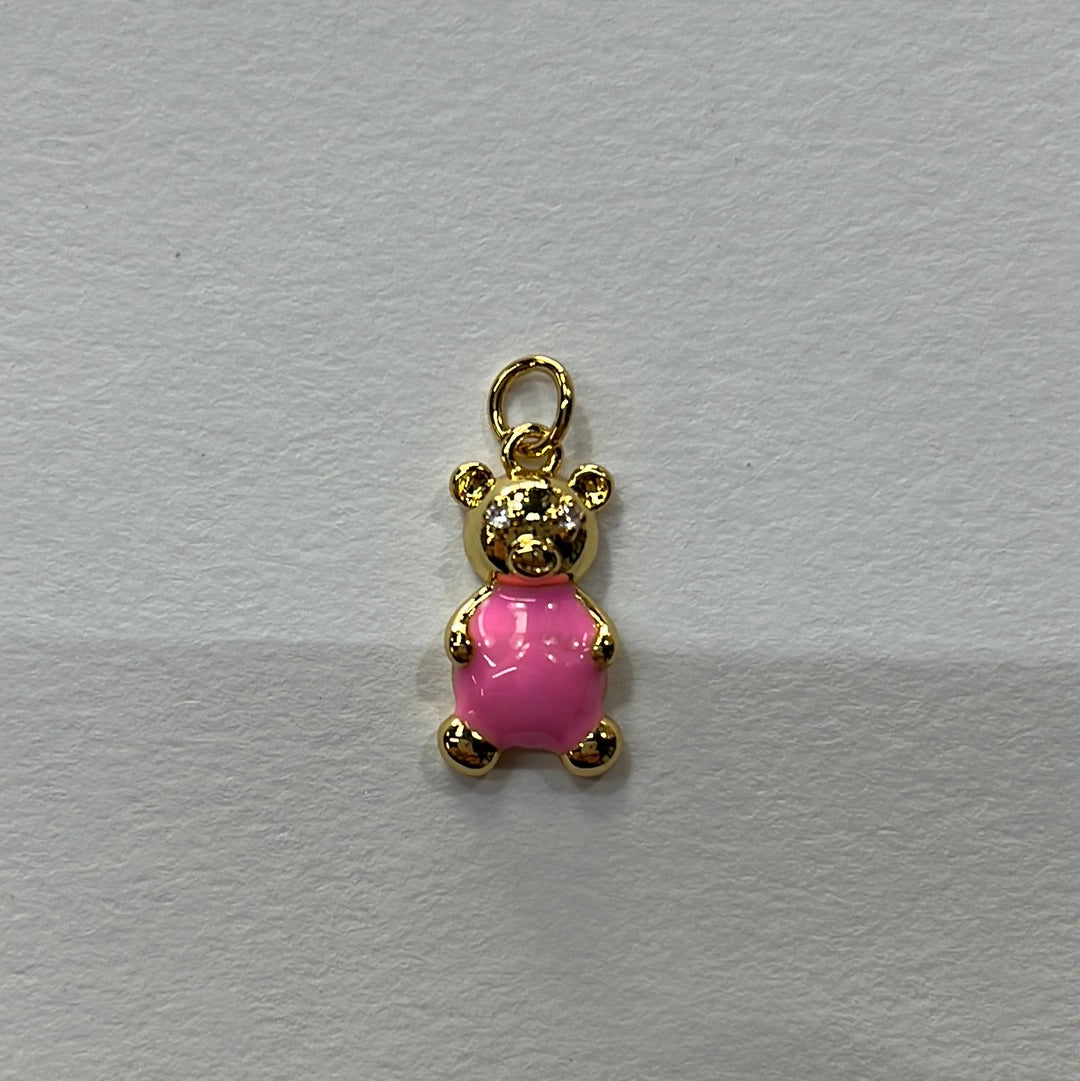 CHARM BEAR ENAMEL GP 18KT 25MM  MIX COLORS