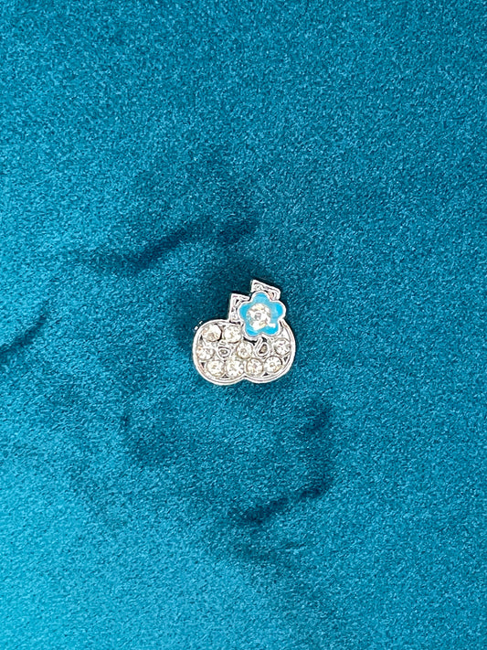 LINK (SLIDER) RHINESTONE FLOWERS BLUE 1 PC