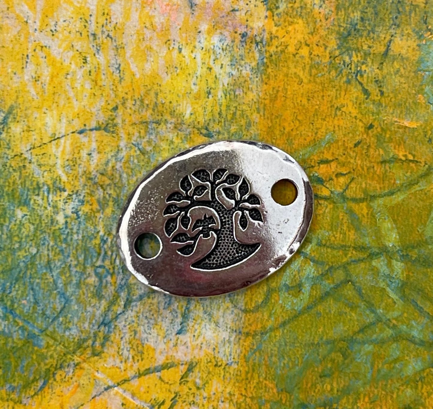 LINK TREE OF LIFE WITH BIRD ANTIQUE SILVER OR ANTIQUE GOLD 20MM 1 PC