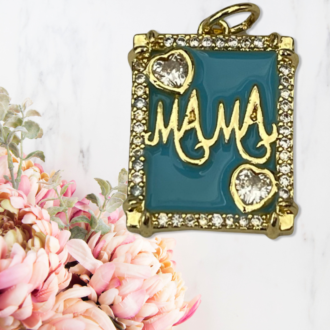 PENDANT MAMA RECTANGLE GP 18KT  ENAMEL  MIX  1 PC